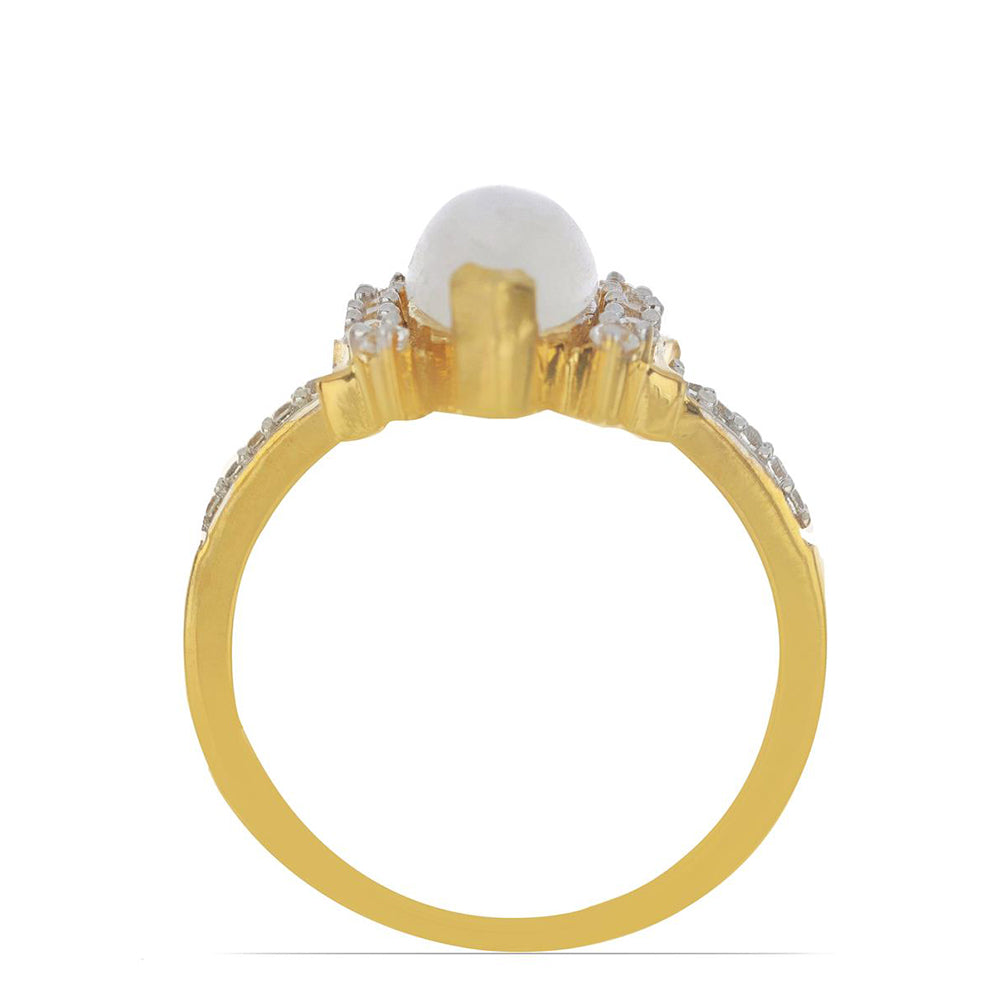 Goldplattierter Silberring mit Regenbogenmondstein aus Grant County und weißem Topas 3 