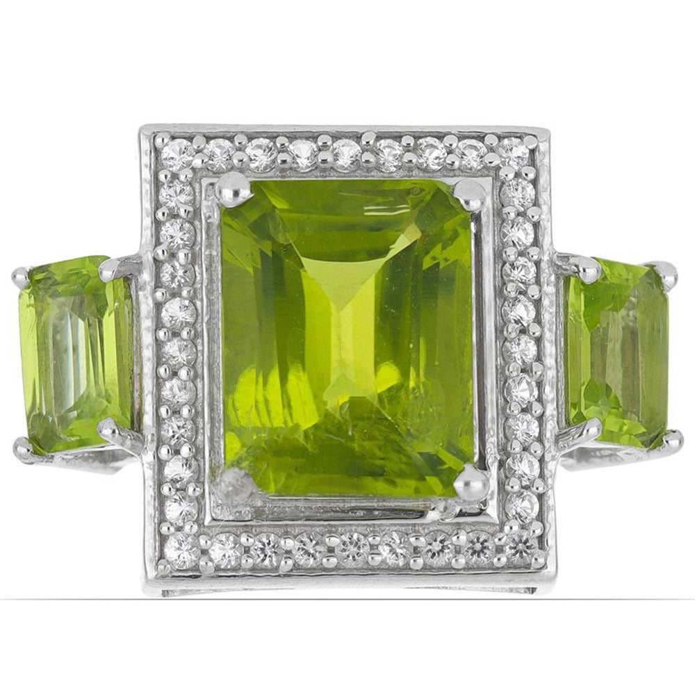 Silberring mit Peridot aus Changbai und weißem Topas 1 