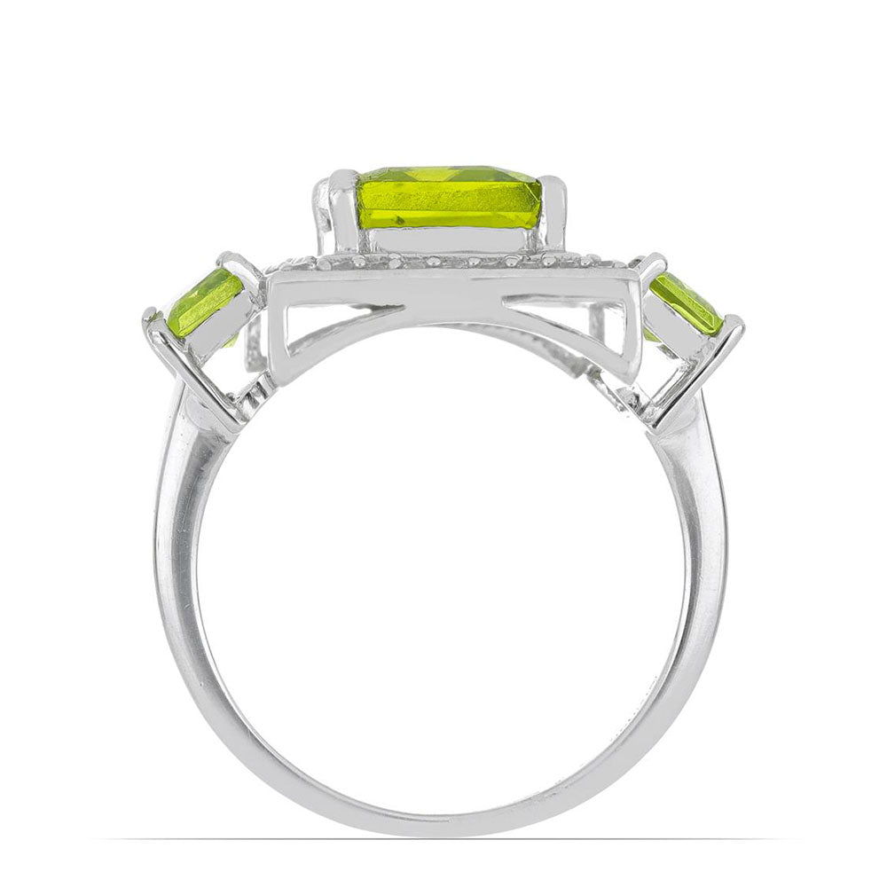 Silberring mit Peridot aus Changbai und weißem Topas 3 