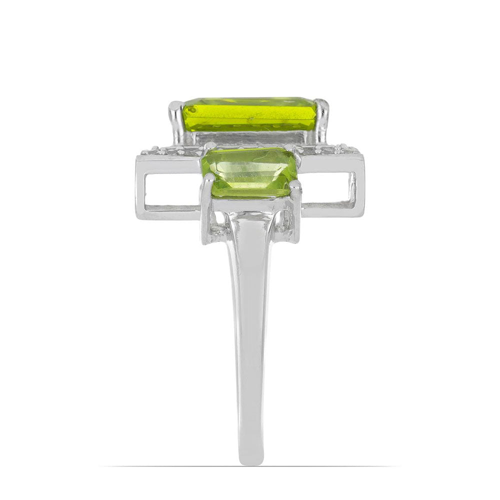Silberring mit Peridot aus Changbai und weißem Topas