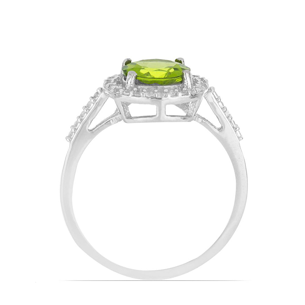 Silberring mit Peridot aus Changbai und weißem Topas 2 