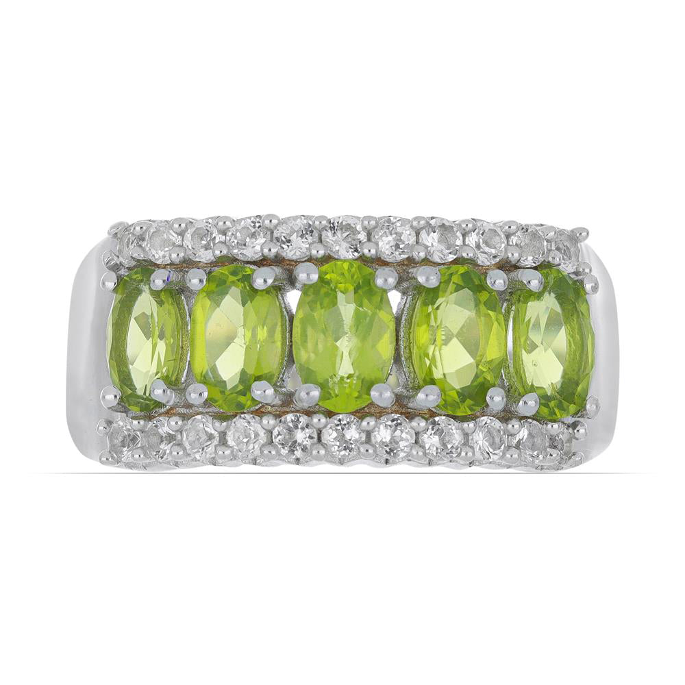 Silberring mit Peridot aus Changbai und weißem Topas 1 