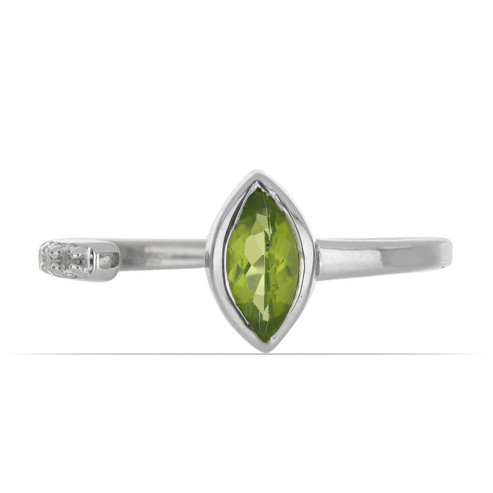 Silberring mit Peridot aus Changbai und weißem Topas
