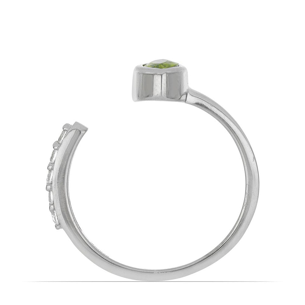 Silberring mit Peridot aus Changbai und weißem Topas 2 