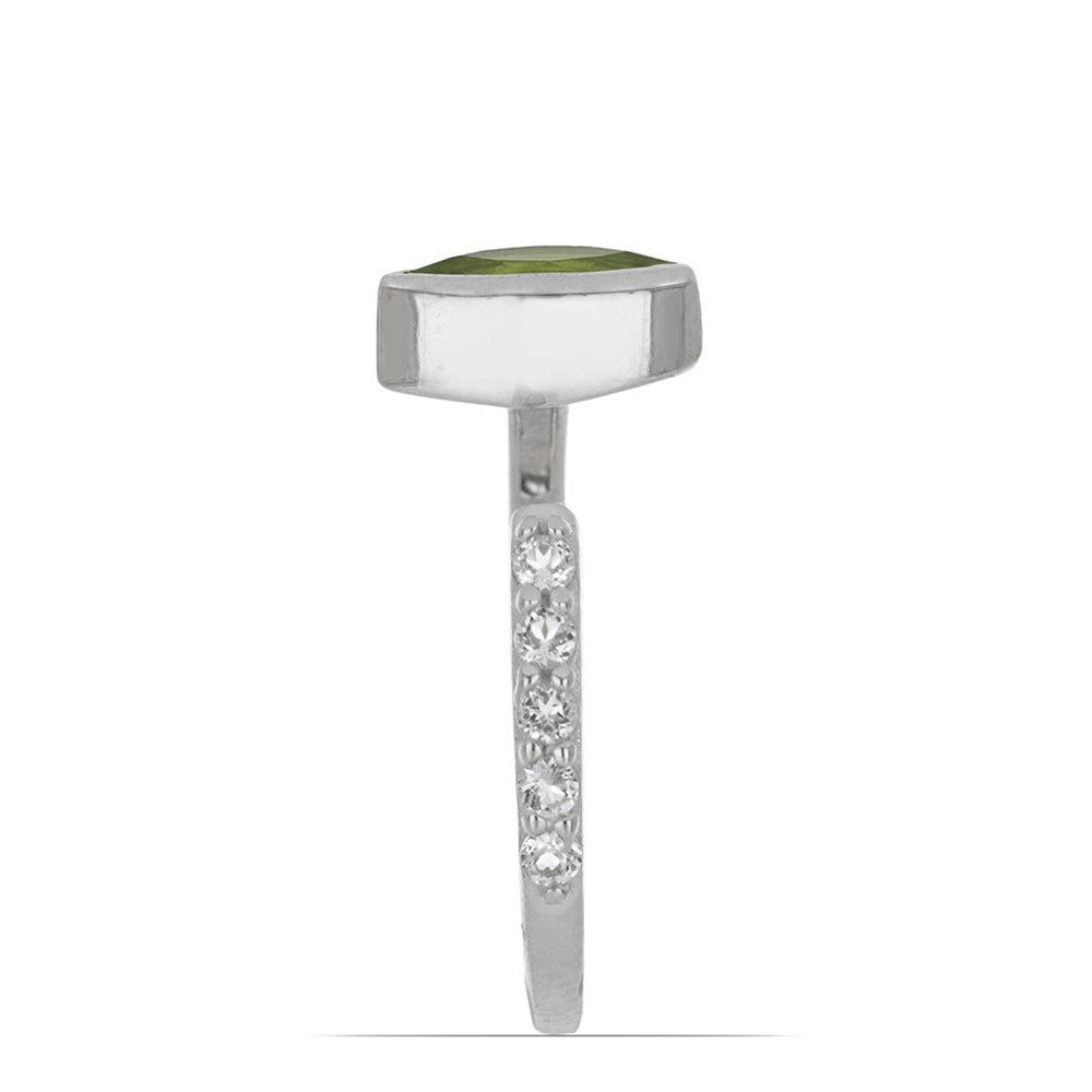 Silberring mit Peridot aus Changbai und weißem Topas 3 