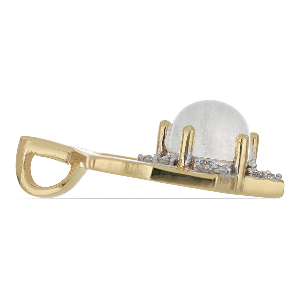 Goldplattierter Silberanhänger mit Regenbogenmondstein aus Grant County und weißem Topas