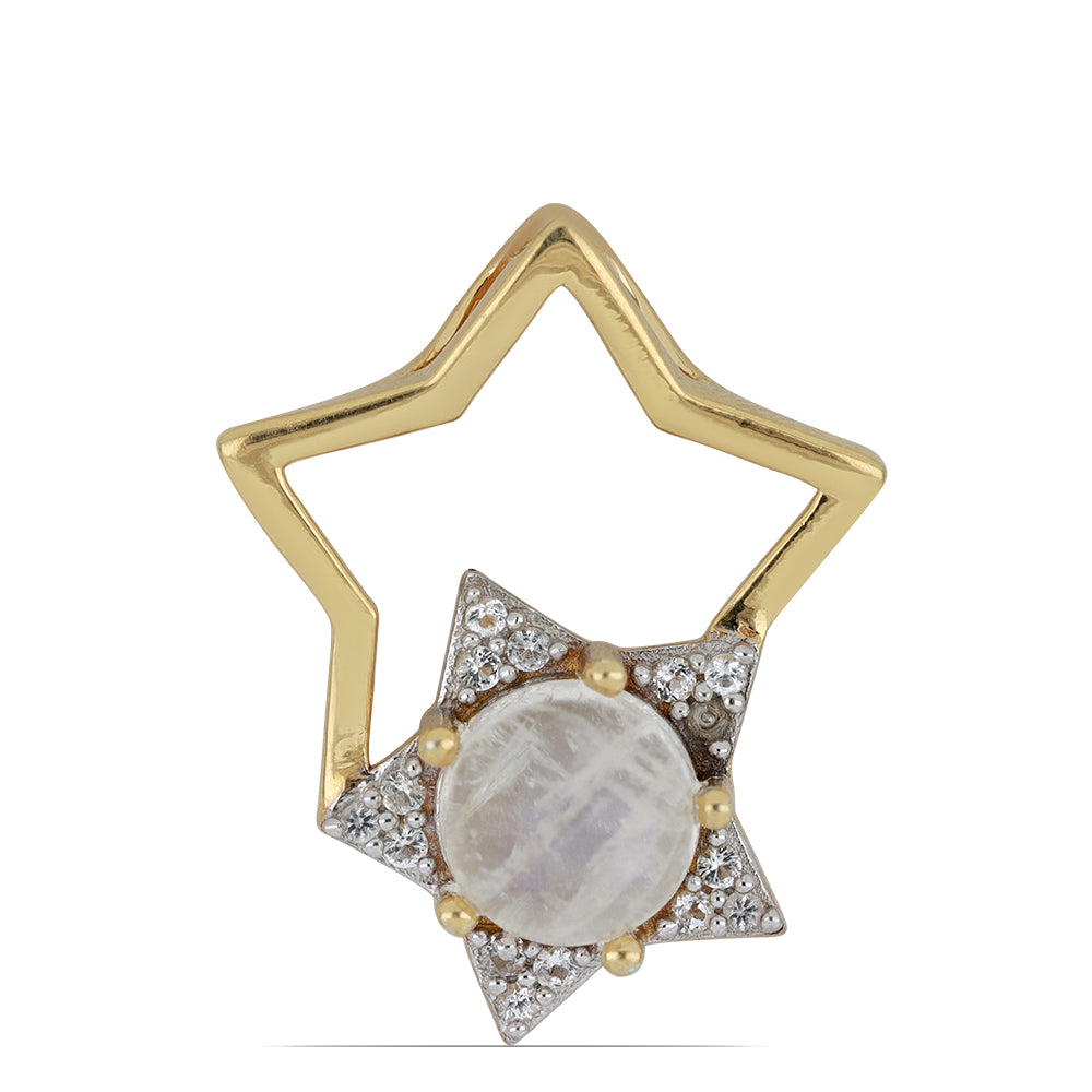 Goldplattierter Silberanhänger mit Regenbogenmondstein aus Grant County und weißem Topas 1 