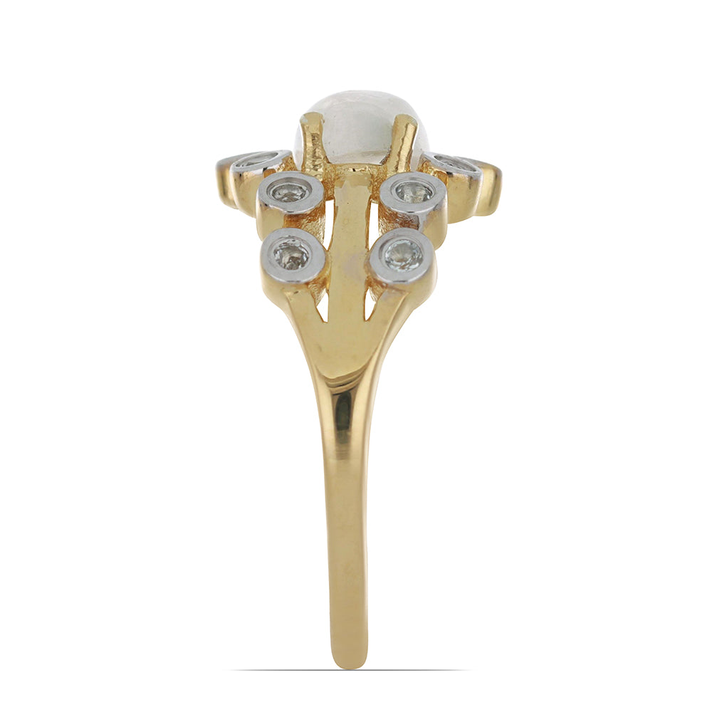 Goldplattierter Silberring mit Regenbogenmondstein aus Grant County und weißem Topas 4 