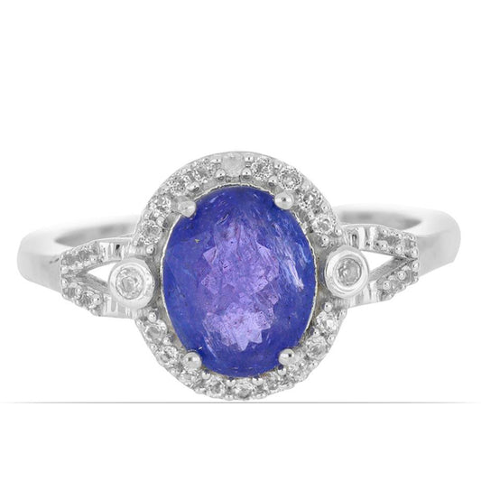 Silberring mit Tansanit und weißem Topas