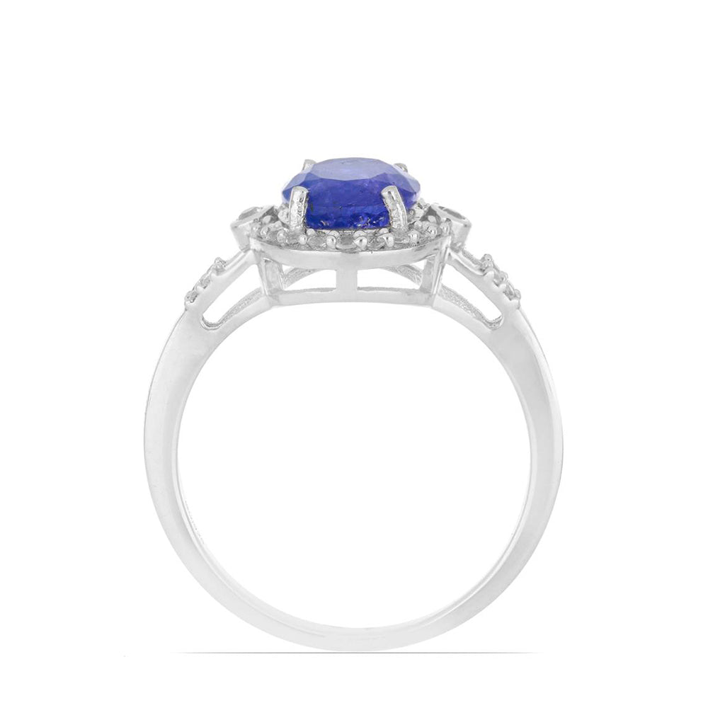 Silberring mit Tansanit und weißem Topas