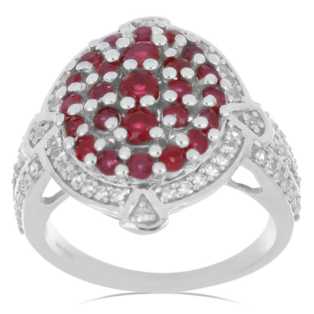 Silberring mit Rubin aus Madagaskar und weißem Topas 2 