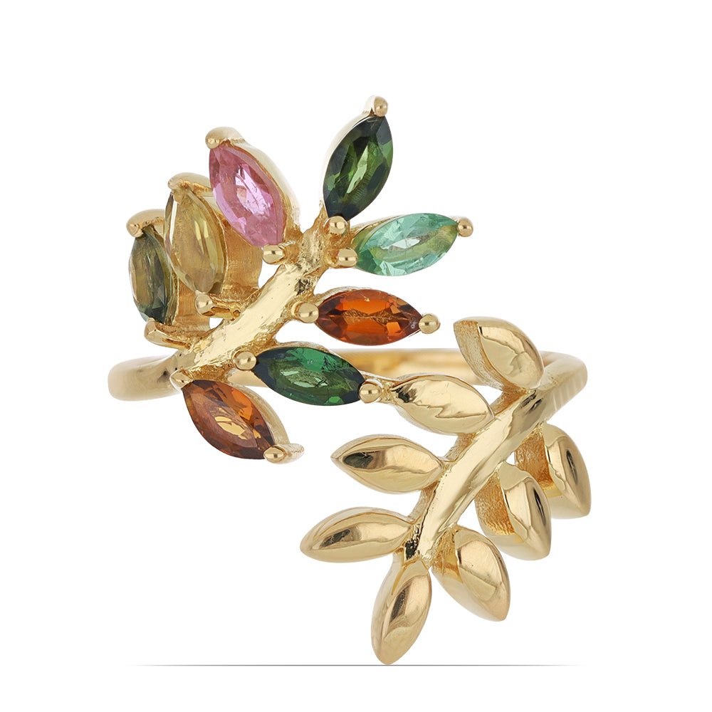 Goldplattierter Silberring mit regenbogenfarbenem Turmalin aus Pelmadulla 1 