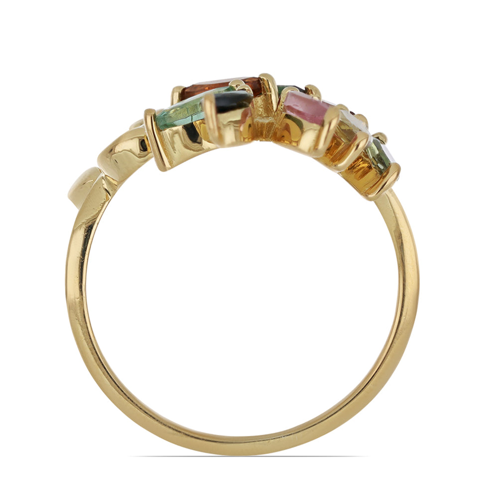 Goldplattierter Silberring mit regenbogenfarbenem Turmalin aus Pelmadulla 3 