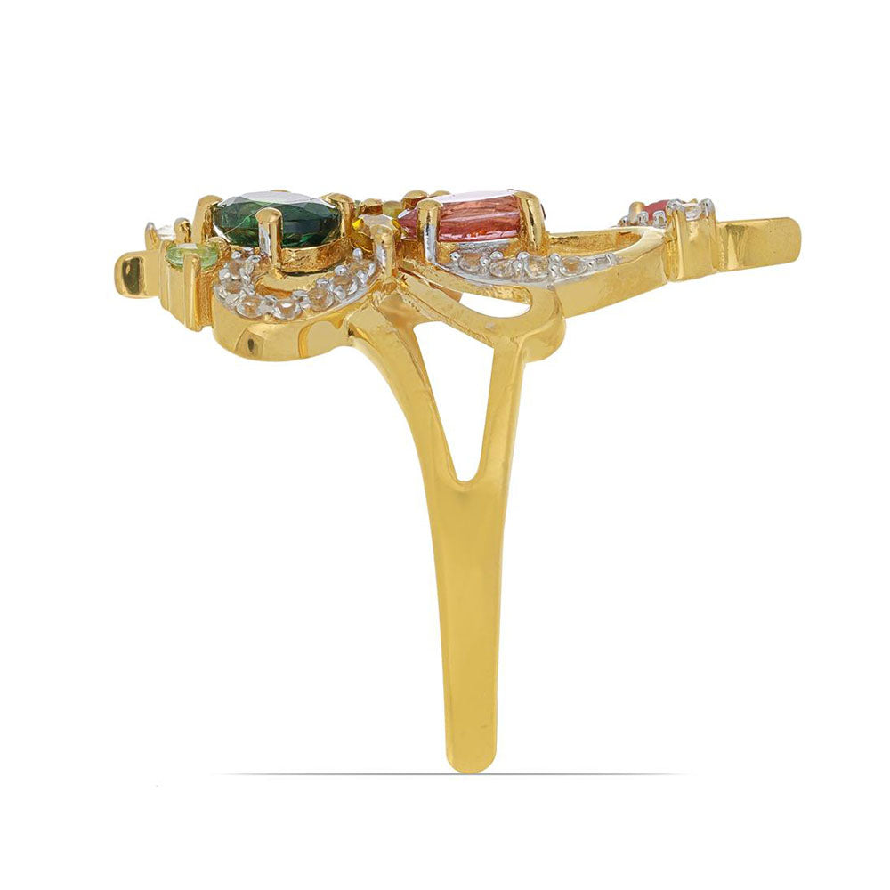 Goldplattierter Silberring mit regenbogenfarbenem Turmalin aus Pelmadulla 3 