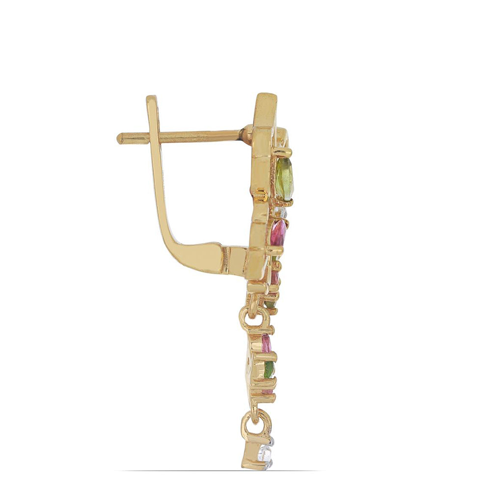 Goldplattierte Silberohrringe mit regenbogenfarbenem Turmalin aus Pelmadulla und weißem Topas 2 