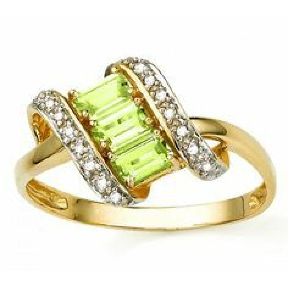 Silberring mit Peridot aus Changbai und weißem Topas
