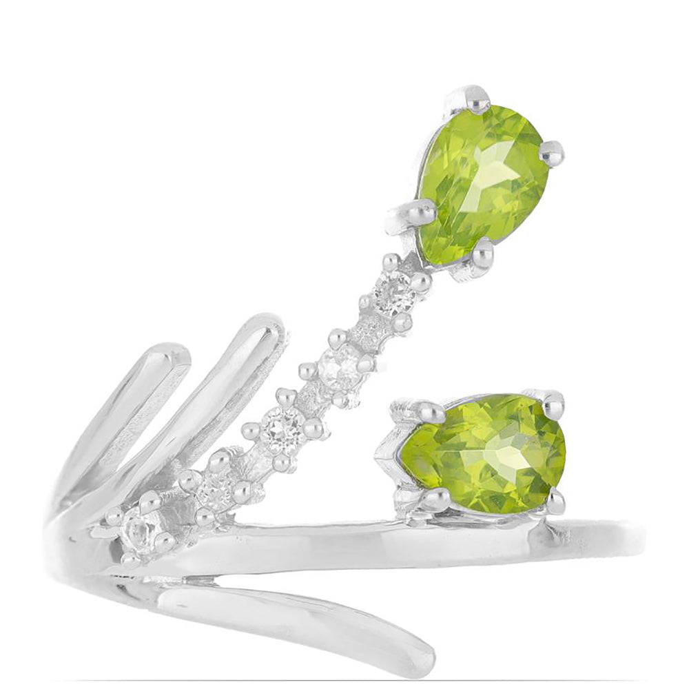 Silberring mit Peridot aus Changbai und weißem Topas 1 