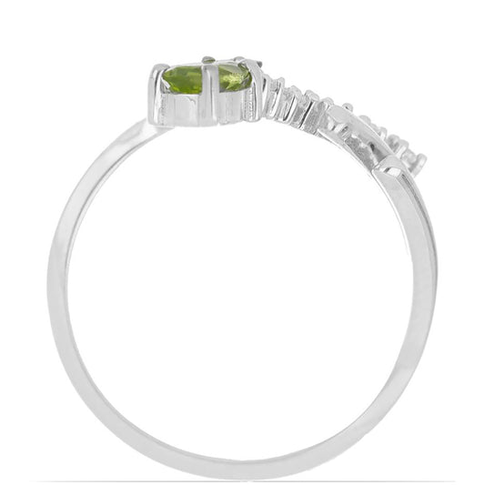 Silberring mit Peridot aus Changbai und weißem Topas