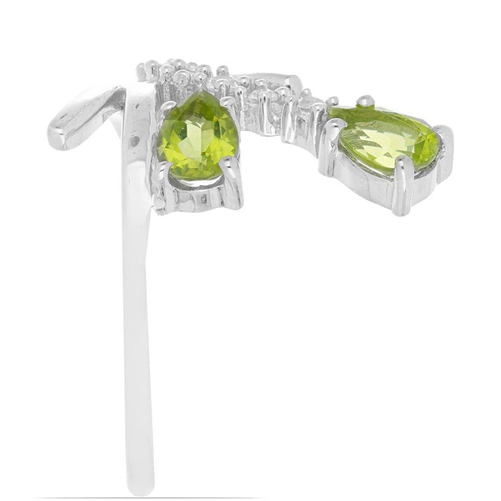 Silberring mit Peridot aus Changbai und weißem Topas