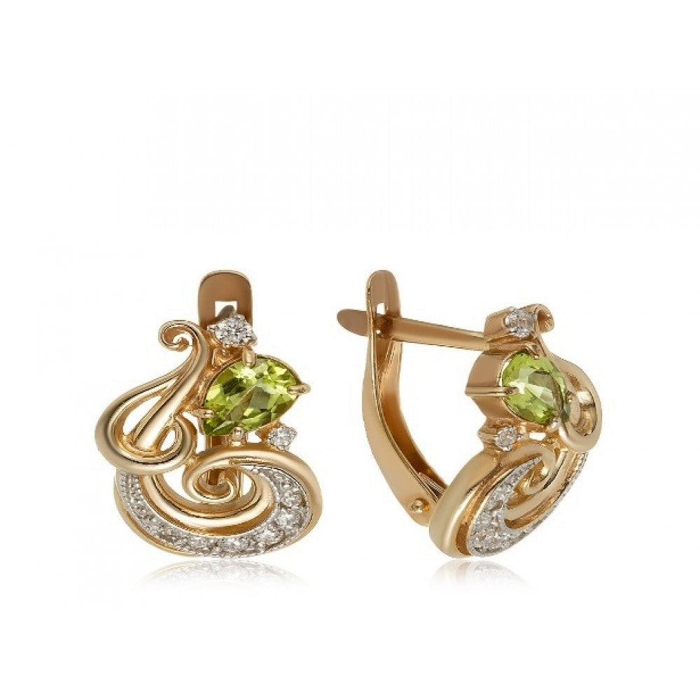 Silberohrringe mit Peridot aus Changbai und weißem Topas 1 