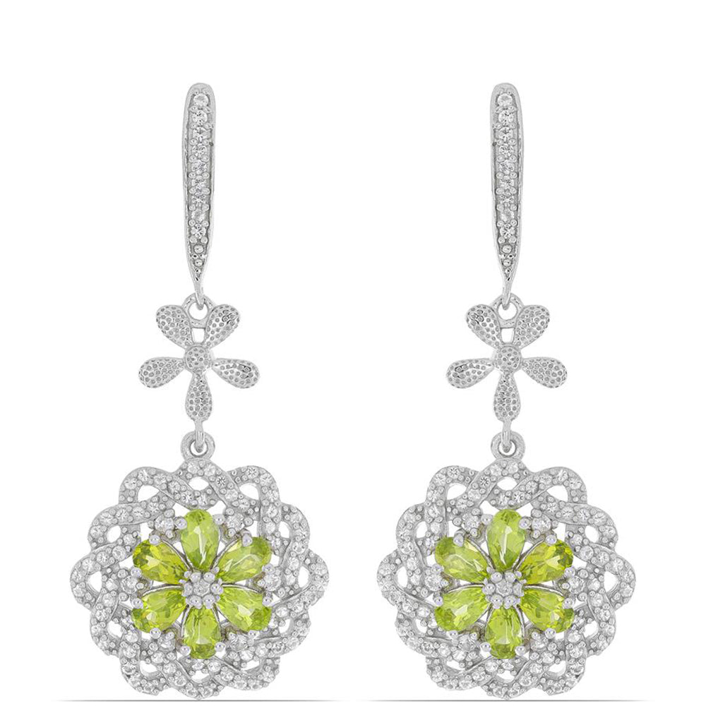 Silberohrringe mit Peridot aus Changbai und weißem Topas 1 