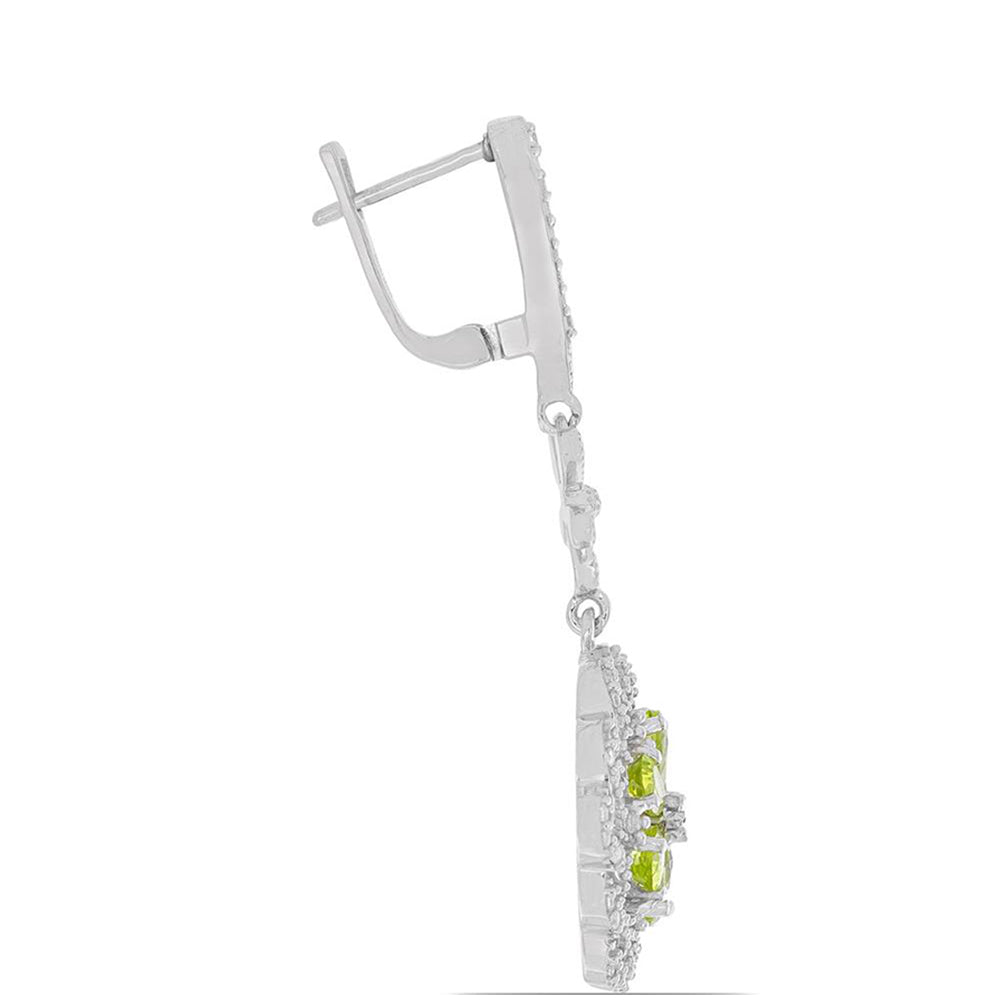 Silberohrringe mit Peridot aus Changbai und weißem Topas 2 