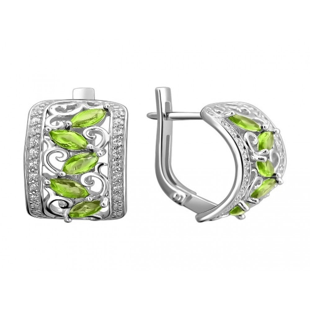 Silberohrringe mit Peridot aus Changbai und weißem Topas 1 