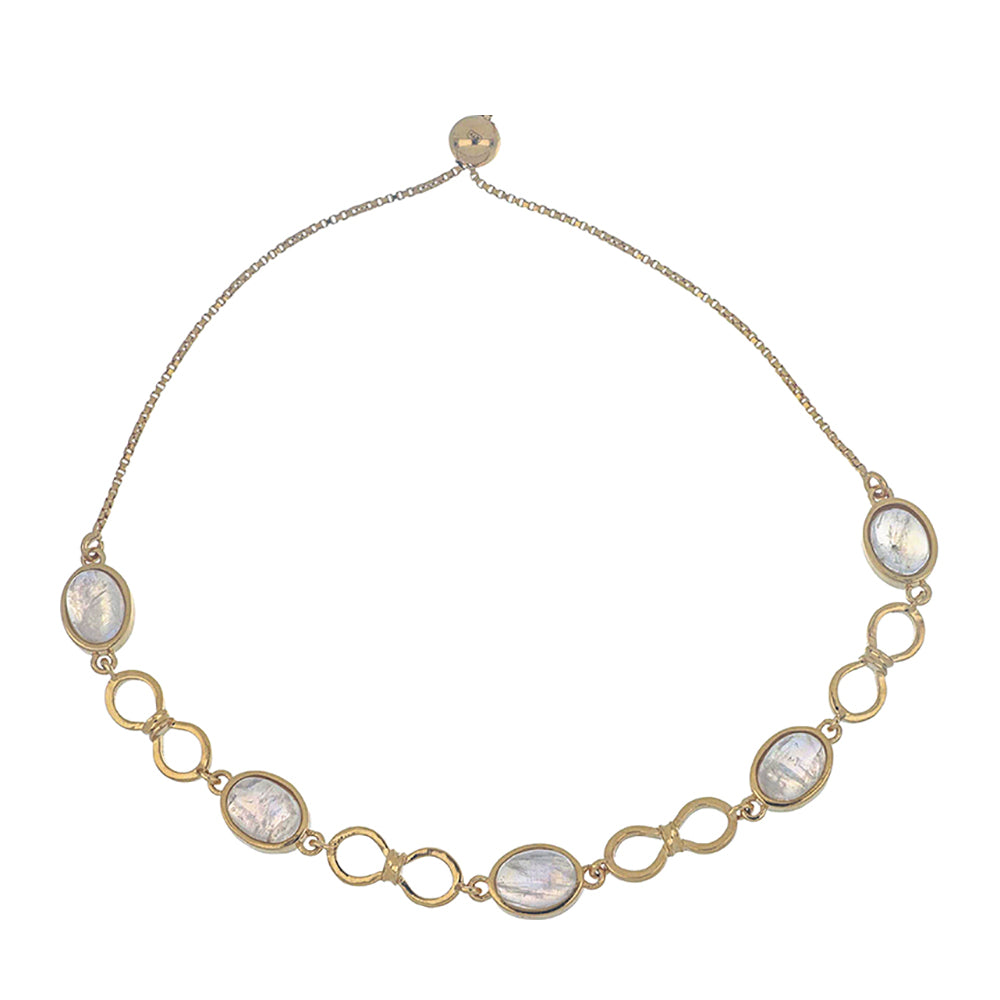 Goldplattiertes Silberarmband mit Regenbogenmondstein aus Grant County