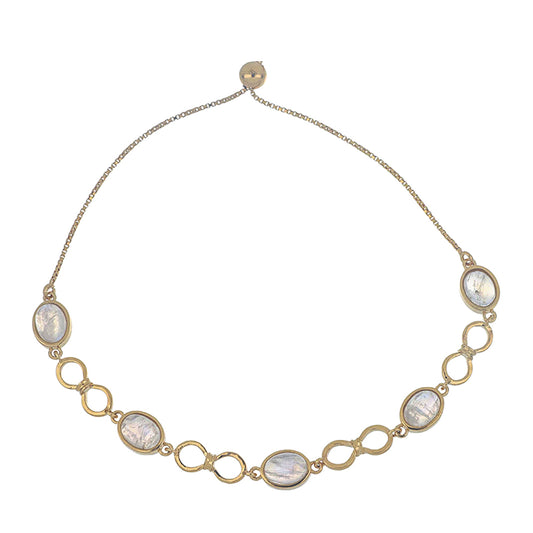 Goldplattiertes Silberarmband mit Regenbogenmondstein aus Grant County