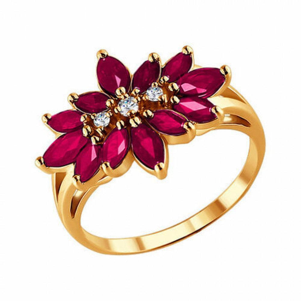 Silberring mit Rubin aus Madagaskar und weißem Topas 1 