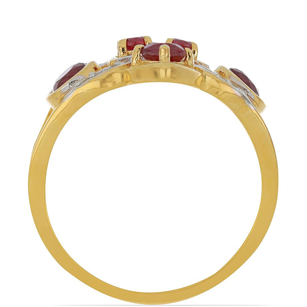 Goldplattierter Silberring mit Rubin aus Madagaskar und weißem Topas