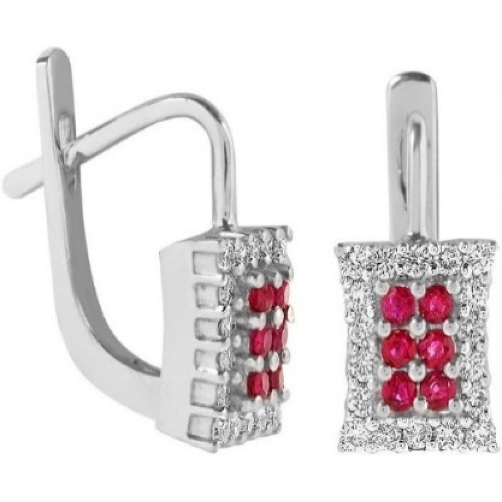 Silberohrringe mit Rubin aus Madagaskar und weißem Topas 1 