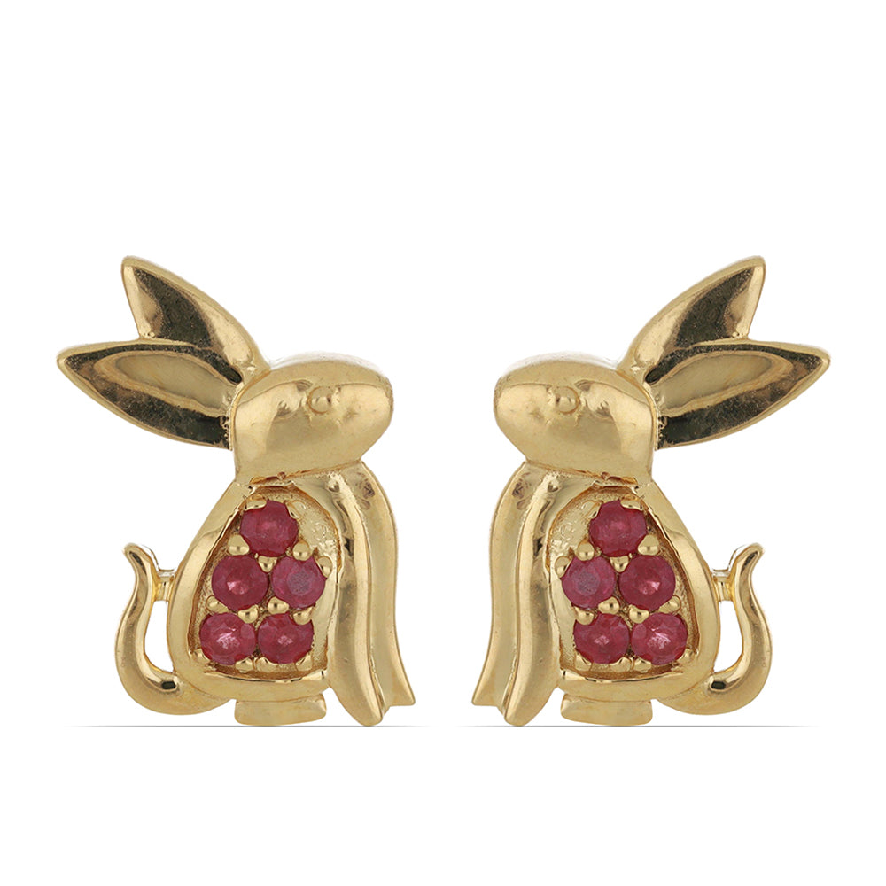 Goldplattierte Silberohrringe mit Rubin aus Madagaskar 1 