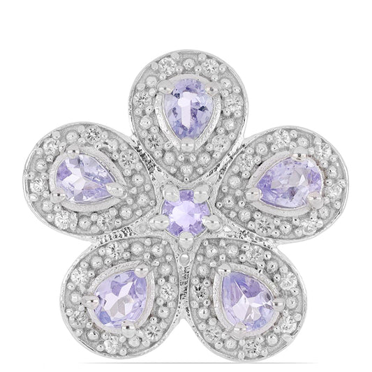 Silberring mit Tansanit und weißem Topas