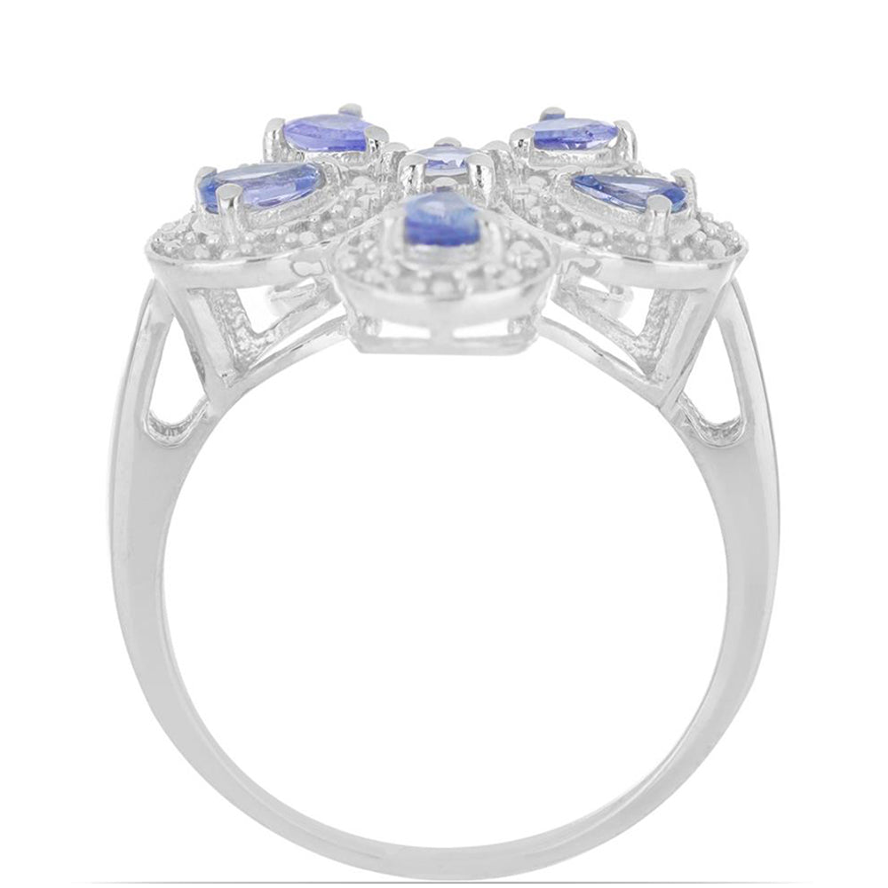 Silberring mit Tansanit und weißem Topas 3 