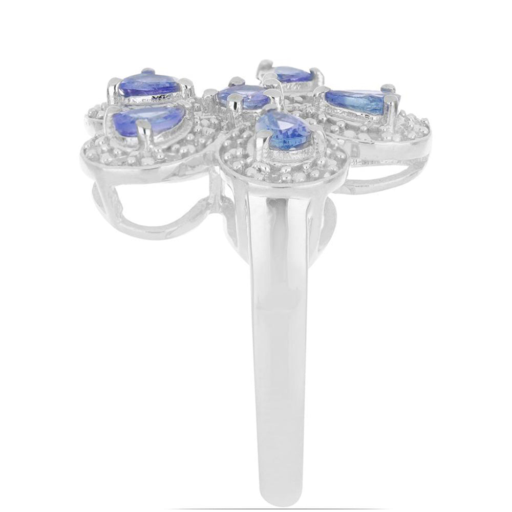 Silberring mit Tansanit und weißem Topas