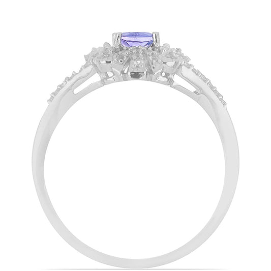 Silberring mit Tansanit und weißem Topas