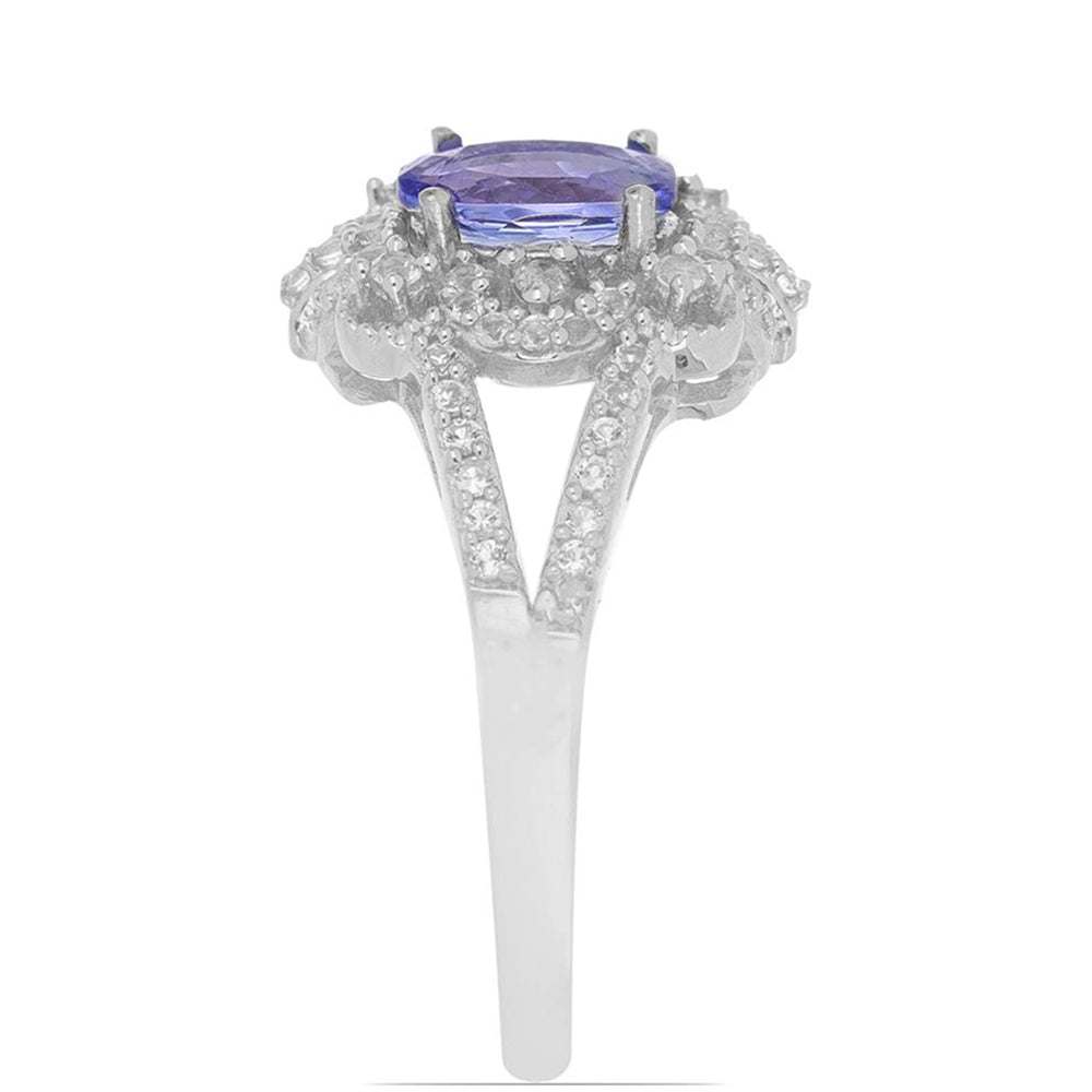 Silberring mit Tansanit und weißem Topas 3 