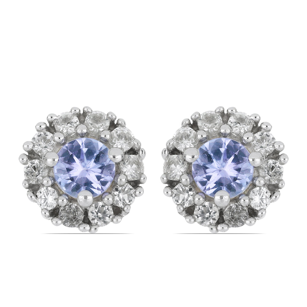 Silberohrringe mit Tansanit und weißem Topas 1 