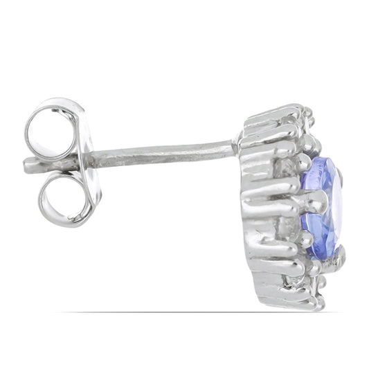 Silberohrringe mit Tansanit und weißem Topas