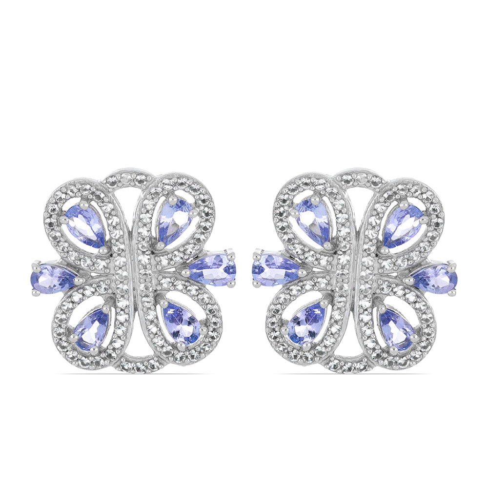 Silberohrringe mit Tansanit und weißem Topas 1 