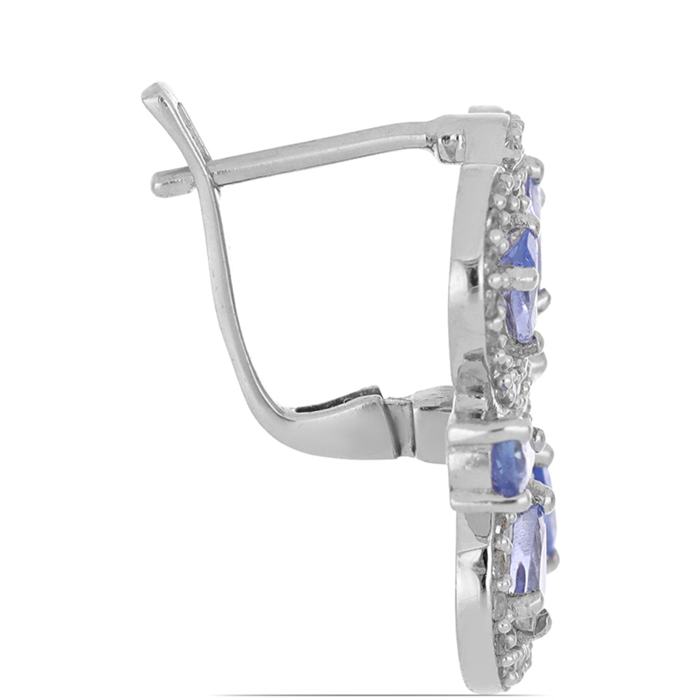 Silberohrringe mit Tansanit und weißem Topas 2 