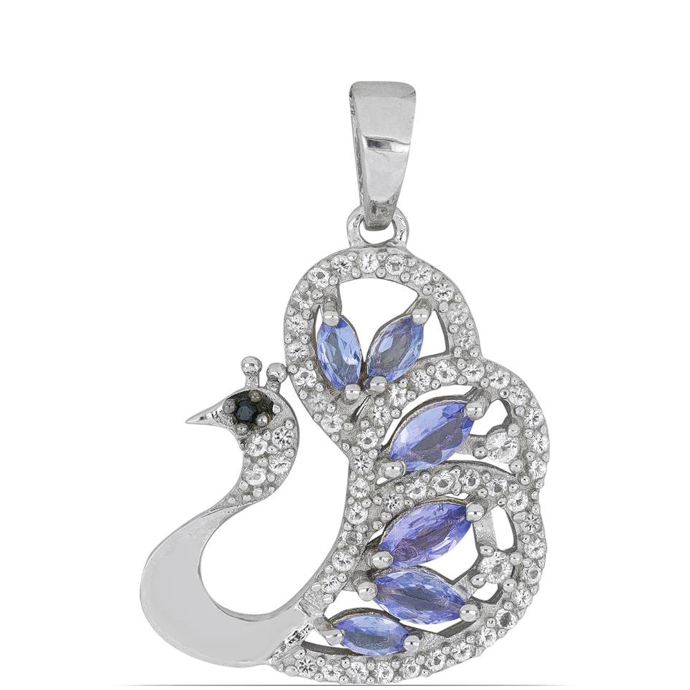 Silberanhänger mit Tansanit und schwarzem Spinell aus Gorno Badakhsha 1 