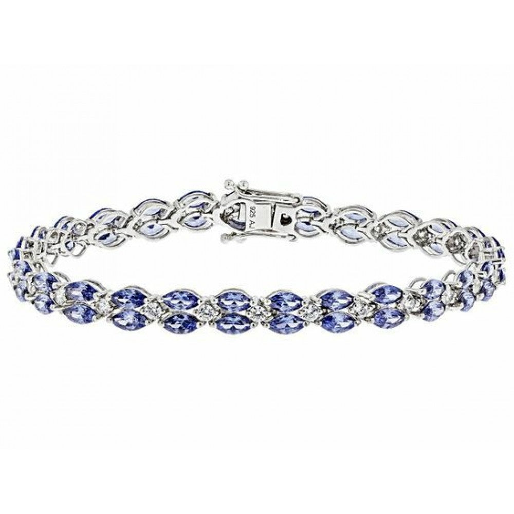 Silberarmband mit Tansanit und weißem Topas