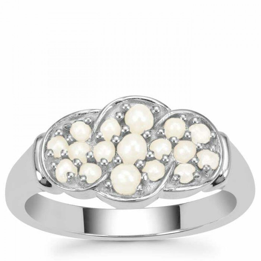 Goldplattierter Silberring mit Dornröschen Türkis und weißer Süßwasserperle