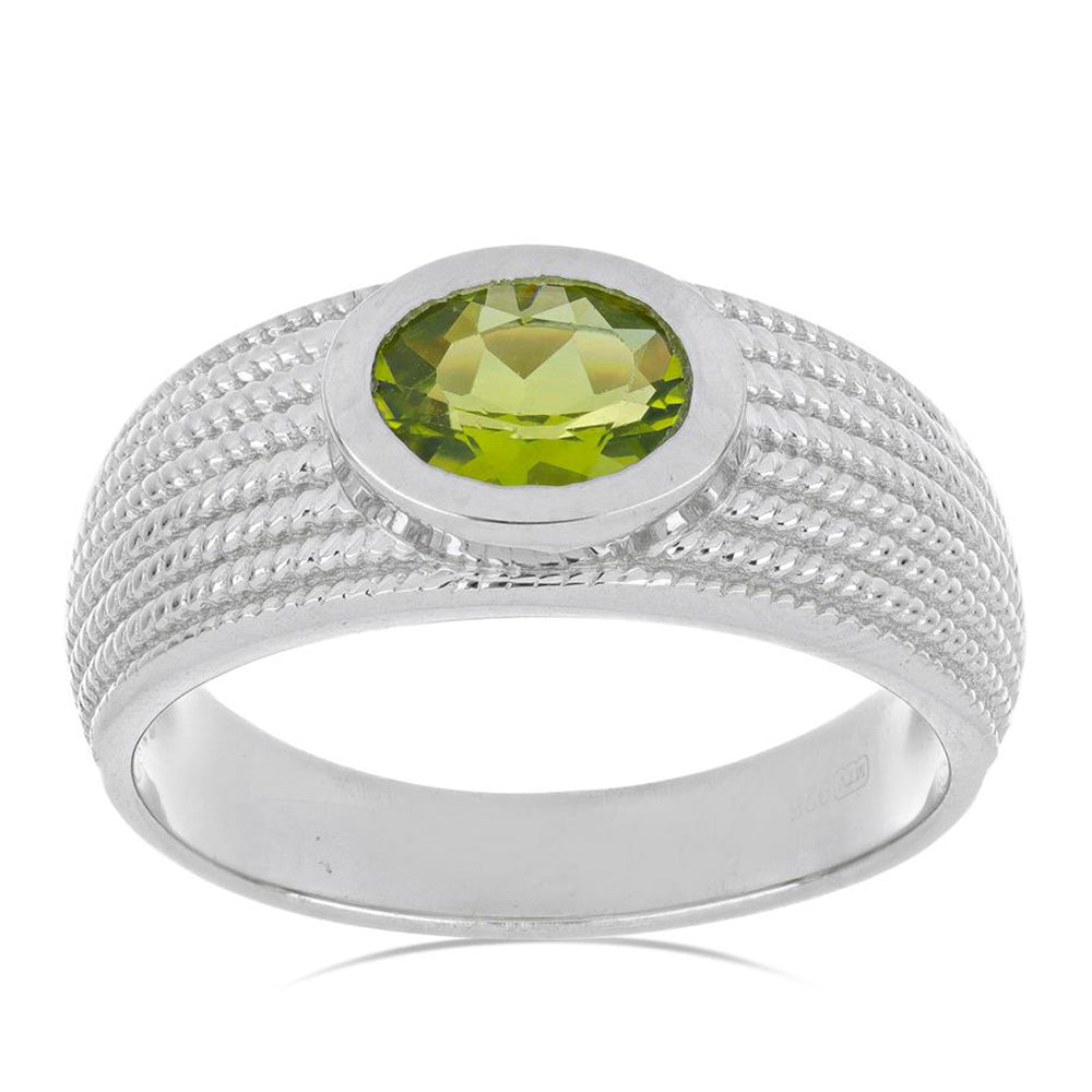 Silberring mit Peridot aus Changbai