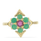 Goldplattierter Silberring mit brasilianischem Smaragd und Rubin aus Madagaskar