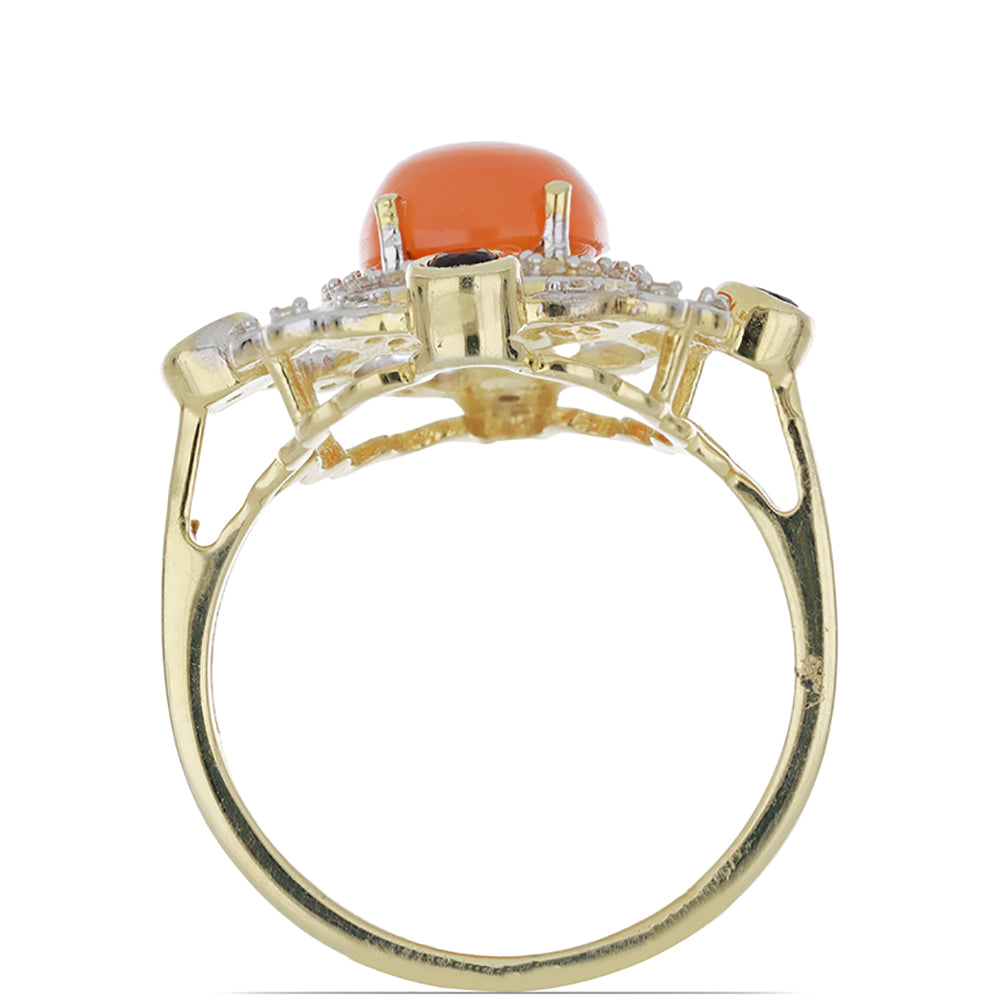 Goldplattierter Silberring mit Karneol und Barton Granat 3 