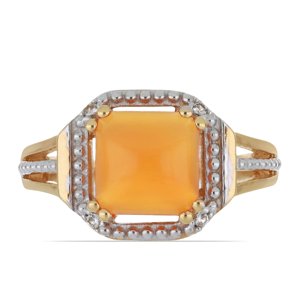 Goldplattierter Silberring mit Karneol und weißem Topas 1 