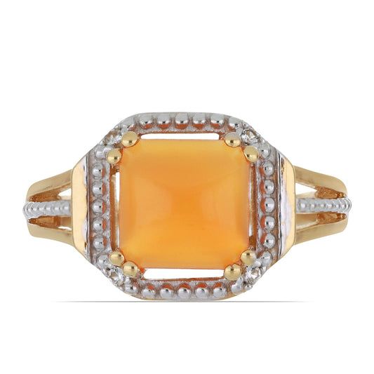 Goldplattierter Silberring mit Karneol und weißem Topas